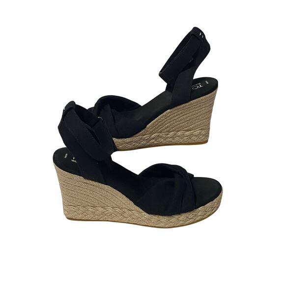 NWOB TOMS Marisela Platform Wedge Sandals Black Size 8 Boho Chic Espadrille NEW - Picture 1 of 6